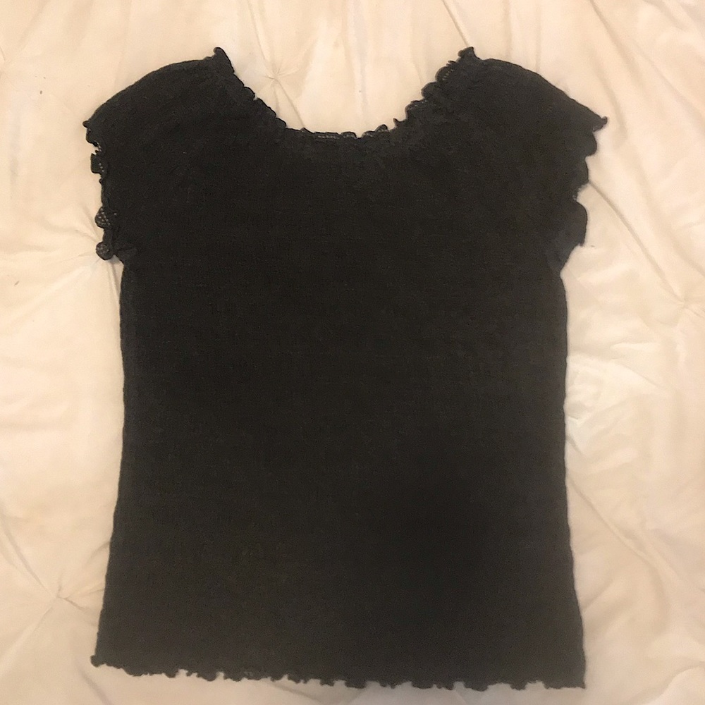 Y2K Old Navy NWOT Dark Gray Ribbed Tee Girl’s Sized 14 - Will Fit Women’s Small